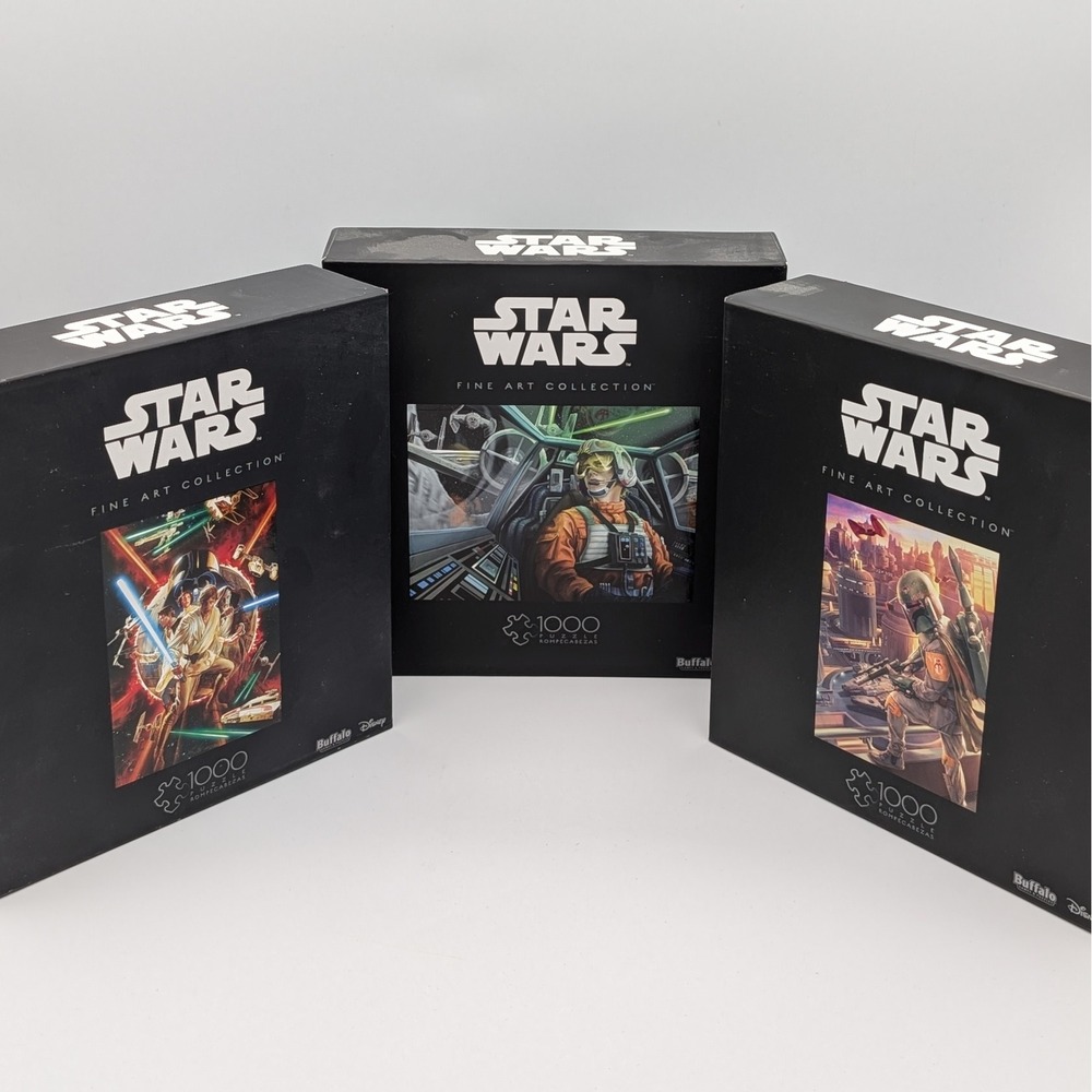 Star Wars Fine Art Collection 1000 Piece Puzzle Set Buffalo Games Boba Fett Luke